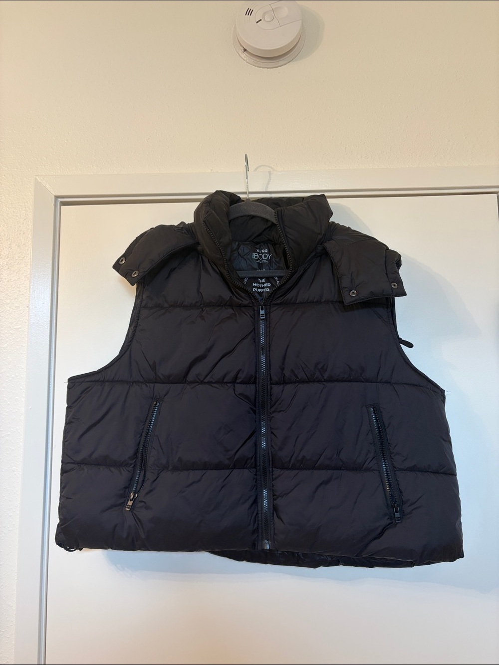 Cotton On Cropped Black Puffer Vest with Removable Hood
